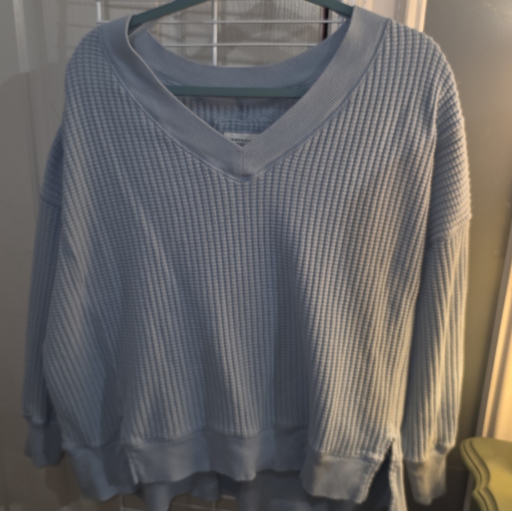 American Eagle Outfitters Sky Blue V-Neck Sweater